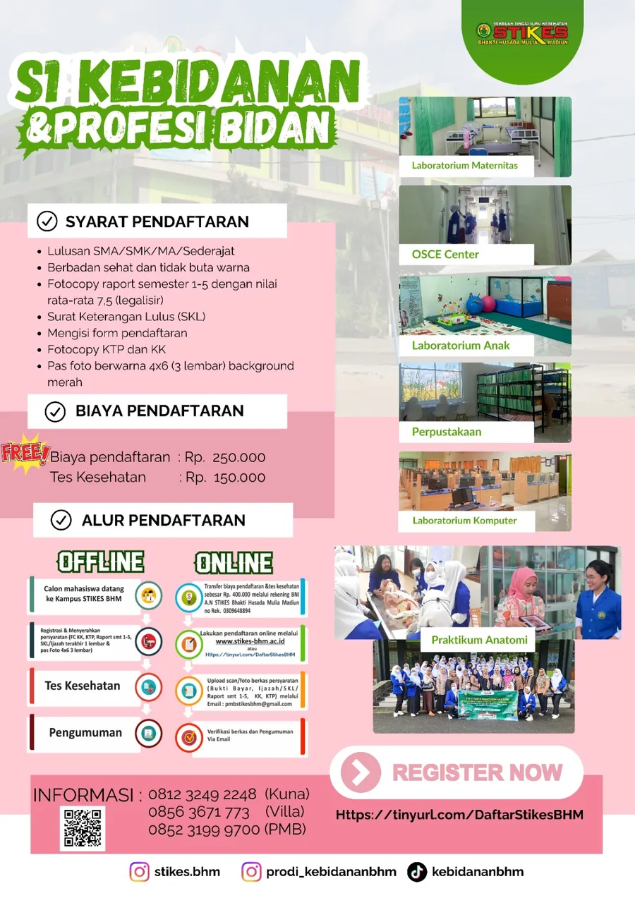 Syarat pendaftaran dan fasilitas Kebidanan